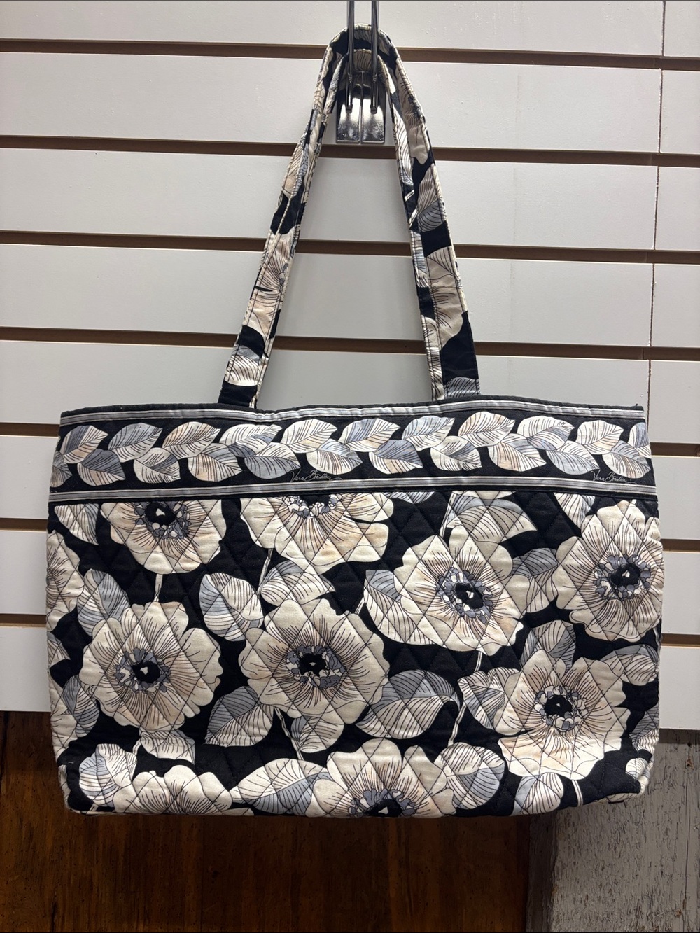 Vera Bradley Black and Cream Quilted Floral Tote